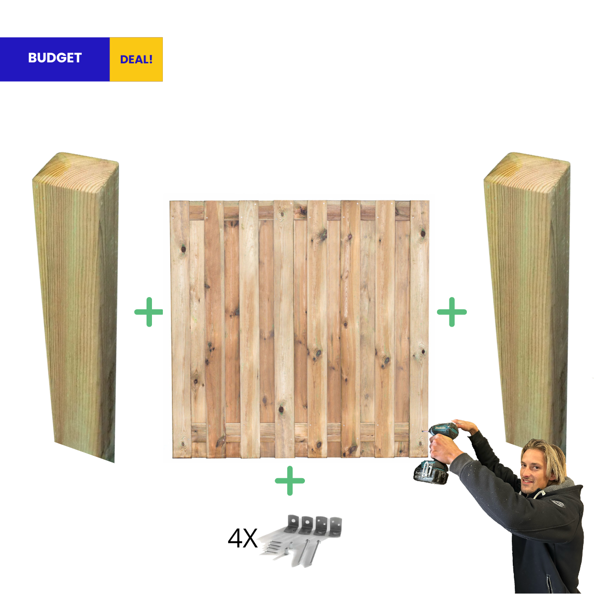 Complete Grenen Houten Schutting pakket - BUDGET START PAKKET