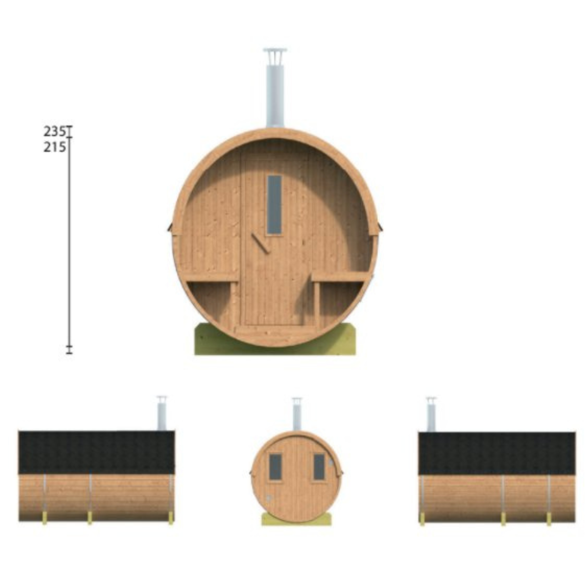 Saunabarrel Thermowood met voorruimte 350x215cm Tuindeco