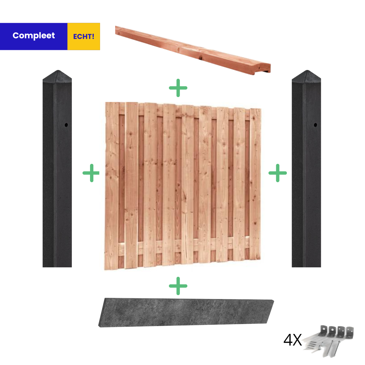 Complete Redwood Hout Beton Schutting pakket - START PAKKET