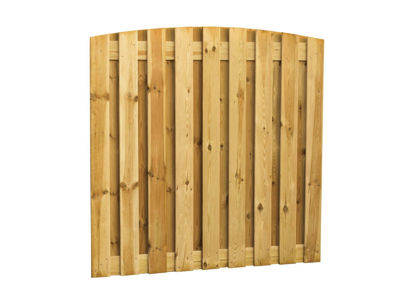 Grenen schuttingscherm met toog, 19 planks, verticaal, 180x180cm