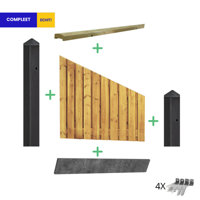 Complete Grenen Afbouw Hout Beton Schutting pakket