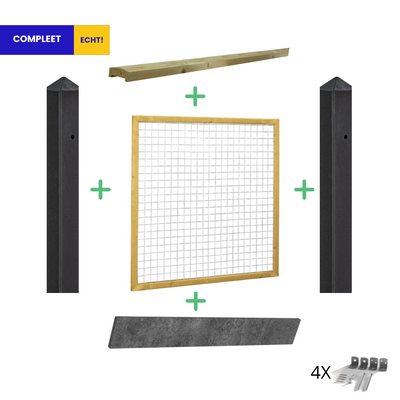 Complete Trellis Grenen Hout Beton Schutting pakket