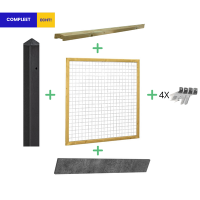 Complete Trellis Grenen Hout Beton Schutting pakket